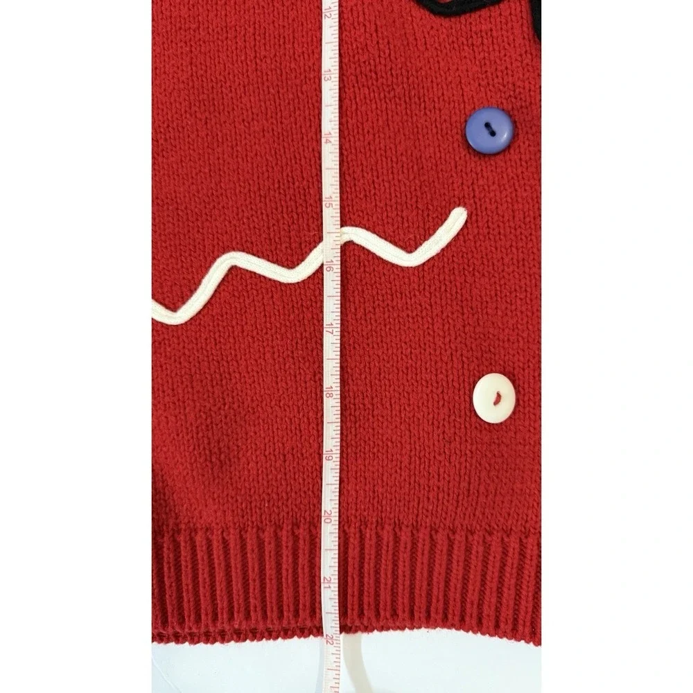 Vintage Diana Marco Red Sweater Women Sz M (40/20W) Abstract 80s 90s Retro Knit